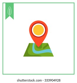 Icon of map with map pointer