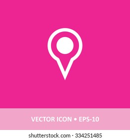 Icon of Map Pointer on Magenta Color Background. Eps-10.