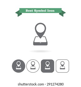 Icon of map pointer and smartphone