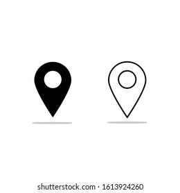Icon map, Map pointer - vector icon, flat design black shape and outline