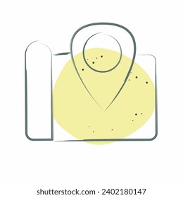 Mapa de iconos. relacionado con el símbolo Backpacker. Color Spot Style. diseño simple editable. ilustración simple