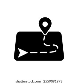 
icon Map showing route, clear path ideal for illustrating travel routes, transportation logistics, city navigation, and tour planning design projects. Isolated white background editable, eps 10
