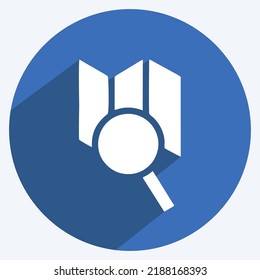Icon Map. suitable for education symbol. long shadow style. simple design editable. design template vector. simple illustration