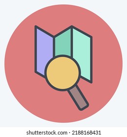 Icon Map. suitable for education symbol. color mate style. simple design editable. design template vector. simple illustration