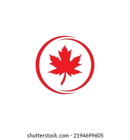 icon of a maple leaf. raster illustration, background logo template.