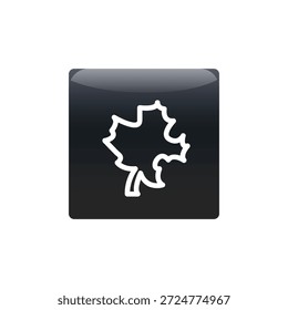 Icon of a maple leaf in white on a black square background. Simple maple leaf design, ideal for nature-themed projects. Maple leaf icon for apps or websites. Design element vector.