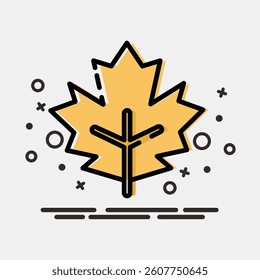 Icon maple. Plant leaves elements. Icon in MBE style.