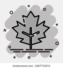 Icon maple. Plant leaves elements. Icon in comic style.