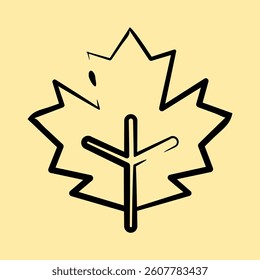 Icon maple. Plant leaves elements. Icon in hand drawn style.