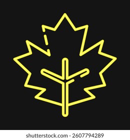 Icon maple. Plant leaves elements. Icon in neon style.