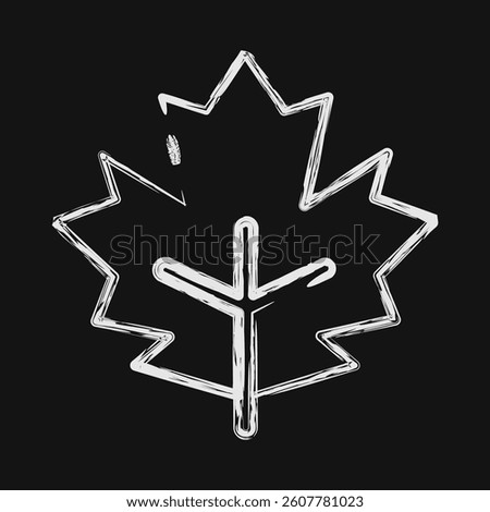 Icon maple. Plant leaves elements. Icon in chalk style.
