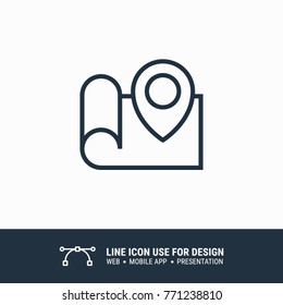 Icon maps pin on the paper graphic design single icon vector illustration