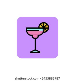 Icon of margarita glass. Beverage, liquor, event. Alcohol drink concept. Can be used for topics like party, menu, celebration