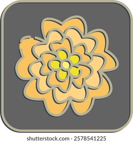 Icon marigold. Beautiful flowers elements. Icon in embossed style.