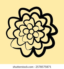 Icon marigold. Beautiful flowers elements. Icon in hand drawn style.