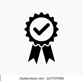 Icon mark of quality certificate or stamp on the grey background.