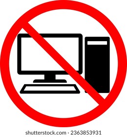 Icon mark that prohibits computers. icon.