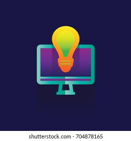 icon marketing Business. idea. illustration isolated sign symbol thin line for web, modern minimalistic flat design vector on blue background. logo. idea