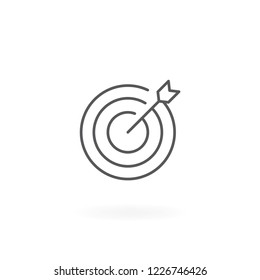 Icon marketing target. Target board and arrow thin line icon. Success symbol