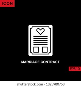 icon marriage contract on black background. Illustration flat or glyph icon for graphic, print media interfaces and web design.