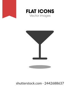 icon of martini glass, style flat