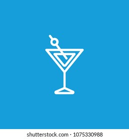 Icon of martini glass. Vermouth, alcohol, olive. Cocktail and celebration concept. Can be used for topics like club, bar, lounge.