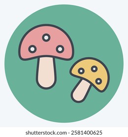 Icon Mashroom. related to Kindergarten symbol. color mate style. design editable