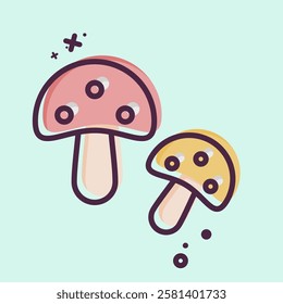 Icon Mashroom. related to Kindergarten symbol. MBE style. design editable
