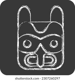 Icon Mask 2. related to American Indigenous symbol. chalk Style. simple design editable