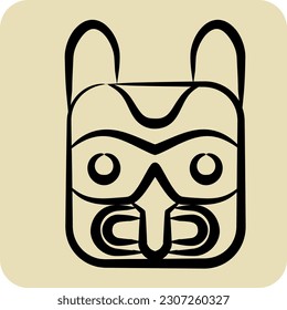 Icon Mask 2. related to American Indigenous symbol. hand drawn style. simple design editable