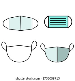 icon masks flat hand drawn set