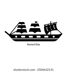 An icon of masted ship in solid style 