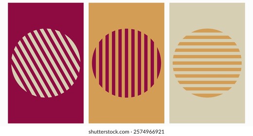 Icon Master three layer Minimalistic wall art collection with  meroon,yellow,beige,colour.size A0 each
Abstract Geometric Linear background design.