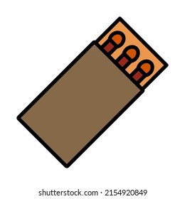 Icon Of Match Box. Editable Bold Outline With Color Fill Design. Vector Illustration.