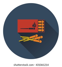 Icon of match box. Flat design. Vector illustration.