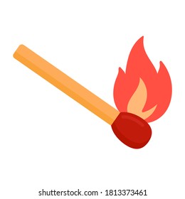 An icon of matchstick in editable flat style 