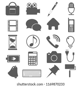 Icon Material 02 Keyboard Hourglass Call Mike Calculator Video SNS Telephone Pen Camera etc