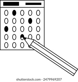 Icon material of the image of filling out a mark sheet