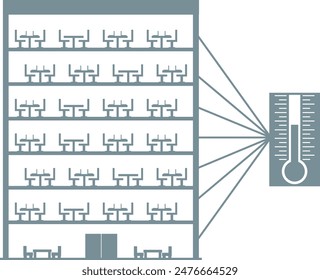 Icon material representing temperature control in a building