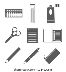 Icon Material stationery shear core pen abacus scissors notepad stick pencil case pencil note