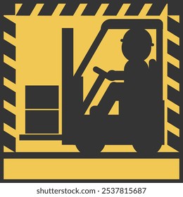Material de icono que representa una advertencia para tener cuidado con las carretillas elevadoras