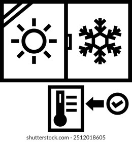 Icon material that represents an insulated window