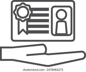Icon material that represents qualification acquisition