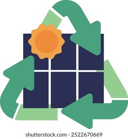 Icon material that represents the recycling of solar panels
