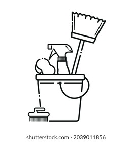 Icon with materials for cleaning house