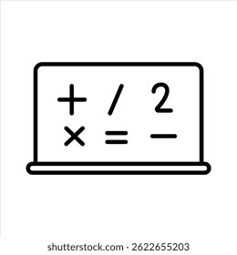 ícone Símbolos matemáticos em tabuleiro pequeno.