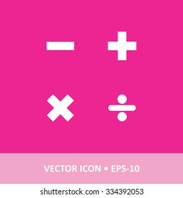 Icon of Maths Symbol on Magenta Color Background. Eps-10.