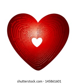icon as maze or labyrinth into the red heart