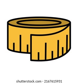 Icono De La Cinta De Medida. Contorno de negrita editable con diseño de relleno de color. Ilustración vectorial.