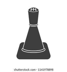 Icon of the mechanical gearshift knob in auto. Vector on white background